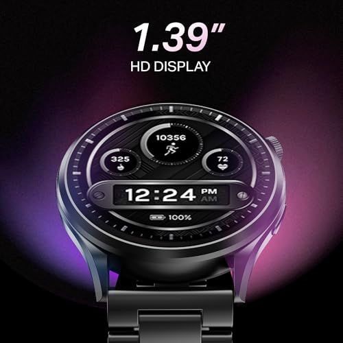 Boat Lunar Discovery Pro, 1.39" HD Display, Metal Body, QR Tray, Emergency SOS, Functional Crown, Multiple Sports Modes, HR,SpO2 & Sleep Tracking, Smart Watches for Men & Women (Steel Black)|B0FLK2QSHR