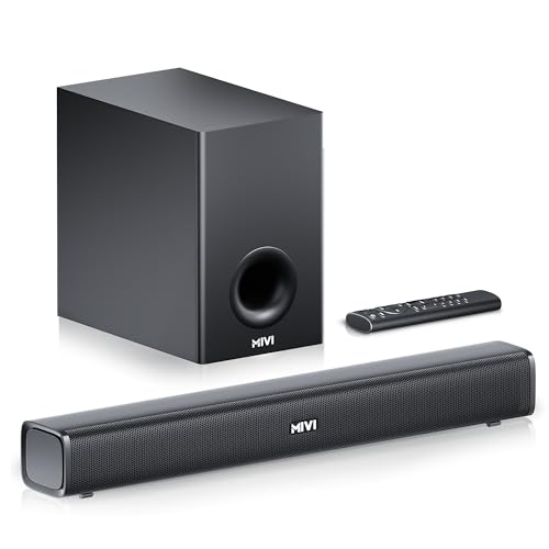 Mivi Fort Hip-Hop 1000 180 Watts Home Theatre Soundbar [New Launch], 2.1 Channel, 2 in-Build Speakers and 1 External Subwoofer, Multiple EQ & Input Modes, BT v5.3, Made in India Sound bar - Nalanda Enterprises