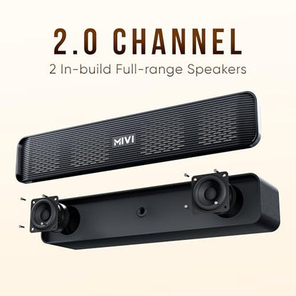 Mivi Fort H30 Portable Bluetooth Speakers Soundbar – [Newly launched] 30W Bluetooth Soundbar for Campus Life, 2.0 Channel, Sleek Design, 6 Hours Playtime, Multi-connectivity, Made in India|B0DMNHYM33