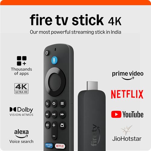 Amazon Fire TV Stick 4K, Alexa Voice Search, Cinematic 4K streaming with HDR10+, Wi-Fi 6, Dolby Vision/Atmos - Nalanda Enterprises