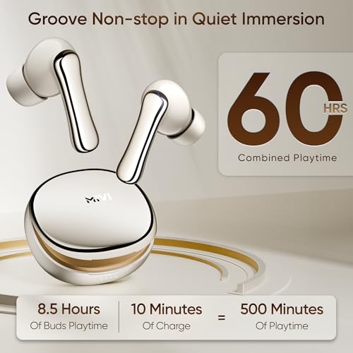 Mivi SuperPods Halo [Flagship Launch], 35dB ANC Active Noise Cancellation in Ear Ear Buds Wireless, Spatial Audio, 60HRS Battery,13mm Drivers, IPX4, v5.4 Bluetooth Earbuds with Mic|B0FCFRFTLM
