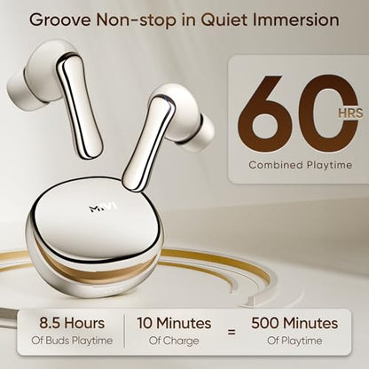 Mivi SuperPods Halo [Flagship Launch], 35dB ANC Active Noise Cancellation in Ear Ear Buds Wireless, Spatial Audio, 60HRS Battery,13mm Drivers, IPX4, v5.4 Bluetooth Earbuds with Mic|B0FCFRFTLM