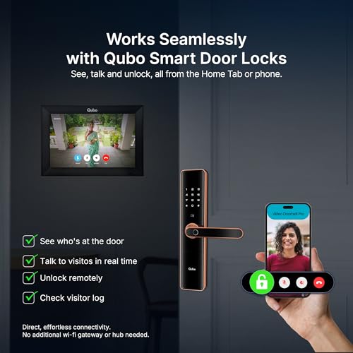 Qubo Instaview New Age Video Doorphone from Hero Group | 3MP Video Doorbell Pro 2K + Wireless Home Tab 1296p Resolution | Instant Phone & Tab Visitor Video Call | 2-Way Talk | Chime|B0D1C285WF