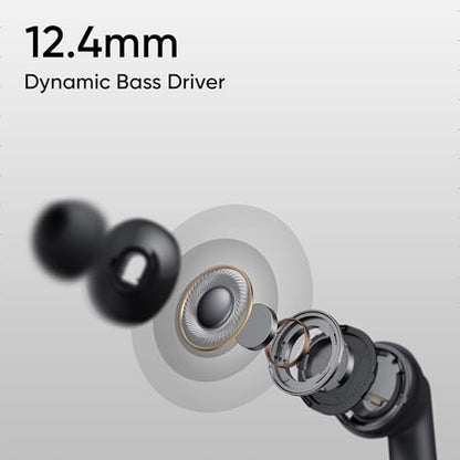 realme Buds T310 True Wireless in-Ear Earbuds with 46dB Hybrid ANC, 360° Spatial Audio, 12.4mm Dynamic Bass Driver, Upto 40Hrs Battery and Fast Charging (Vibrant Black)|B0DBGP48NW