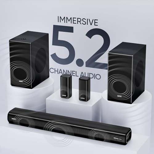 Mivi Nex 900 Dolby Audio Soundbar (New Launch)| 900W Signature Sound | 5.2 Channel Home Theatre System with Dual Subwoofers and Satellites | Nex Surround Sphere Tech | Bluetooth v5.3|B0G3B2V7TB