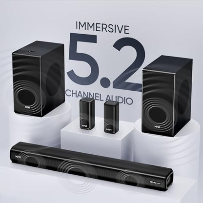 Mivi Nex 900 Dolby Audio Soundbar (New Launch)| 900W Signature Sound | 5.2 Channel Home Theatre System with Dual Subwoofers and Satellites | Nex Surround Sphere Tech | Bluetooth v5.3|B0G3B2V7TB
