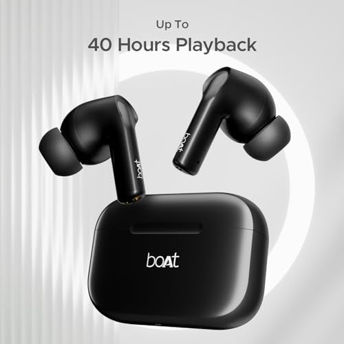 Boat Airdopes 163 in Ear Wireless Earbuds with 40 HRS Battery, Fast Charge, 13mm Drivers, IPX5, Quick Touch Response Control (Active Black)|B0CNRFYLV8