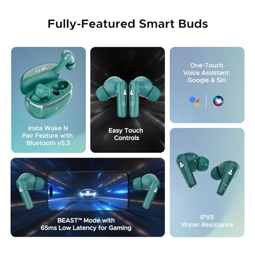 boAt Airdopes 131 Elite ANC, 32dB Active Noise Cancellation, 60HRS Battery, Ambient Mode, 4Mics ENx, Fast Charge, IPX5, v5.3 Bluetooth Earbuds, TWS Ear Buds Wireless Earphones with mic (Active Black)|B0DVZDYJQ1
