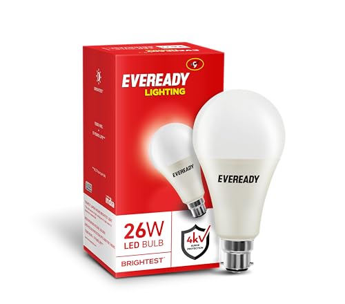 Eveready 18W LED Bulb | 1800 Lumen | 4KV Surge Protection | Long Life & Low Maintenance | BIS Certified | 1 Year Warranty | 100 Lumens Per Watt | Cool Day Light (6500K) | B22 | Pack of 2|B0759SHFNT