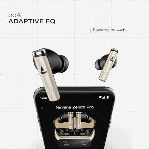boAt Nirvana Zenith Pro(2025),50dB Hybrid Adaptive ANC,Spatial Audio, Hi-Res Audio LDAC,6Mics AI-ENx,80 Hrs Battery,Bluetooth,TWS Ear Buds Wireless Earphones with mic,NoiseCancellation(Platinum Gold)|B0DXPL5XHF