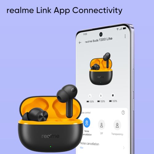 realme Earbuds T110 with Ai Enc for Calls, Upto 38 Hours of Playback and Fast Charging Bluetooth in Ear Headset (Punk Black, True Wireless)|B0D212YMD7