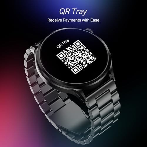 Boat Lunar Discovery Pro, 1.39" HD Display, Metal Body, QR Tray, Emergency SOS, Functional Crown, Multiple Sports Modes, HR,SpO2 & Sleep Tracking, Smart Watches for Men & Women (Steel Black)|B0FLK2QSHR