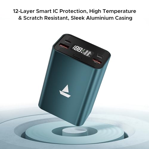 boAt EnergyShroom PB600 PowerPulse 27000mAh Power Bank| 160W Total Output, 2xUSB-C (2-Way Port), 2xUSB-A Port, 100W Type-C to C Cable, Compatible w/Laptop, Smartphone, Tablets Earphone,Watch(Gunmetal)|B0DK3DVJDR