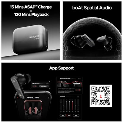 boAt New Launch Nirvana X TWS,Knowles Dual Drivers,Hi-Res Audio LDAC,App Support,4Mic ENx,Dual Pair,Spatial Audio,Fast Charge, Bluetooth Earbuds, TWS Ear Buds Wireless Earphones with mic (Cosmic Onyx) - Nalanda Enterprises