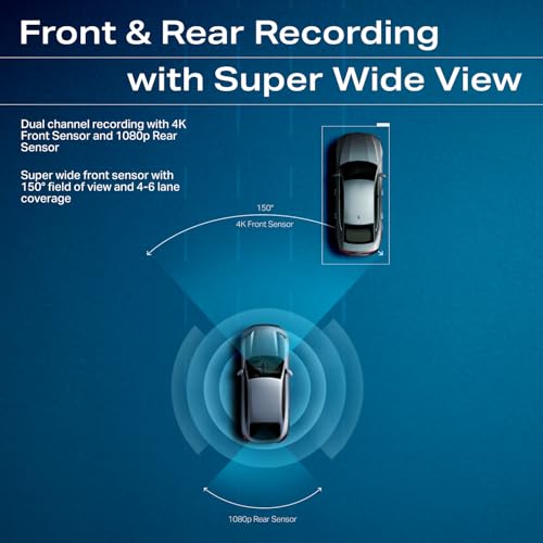 boAt 2026 Launch Hive Dashcam F1, 4K Ultra HD Front & Full HD Rear Recording, Sony STARVIS, ADAS Voice Commands, Dual Channel Recording, GPS Route Log, Wi-Fi, 150° Wide FOV, Smart Parking (Steel Blue)|B0GBWQC89L
