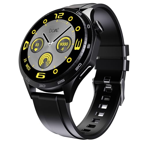 Boat Enigma Ascend Men's Luxury Smart Watch w/ 1.76”(4.47 cm) HD Display, Functional Crown, BT Calling, Upto 5 Days Battery, 100+Sports Modes, 200+Watch Faces, IP68, HR & SPO(Ocean Blue)|B0DFYJTL8X