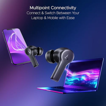 boAt Nirvana Lucid w/ 32 dB ANC, Multi-Point Connectivity, in-Ear Detection, 60HRS Playback, Hearables App, 4 Mics ENx, IPX5 Truly Wireless in Ear Earbuds, TWS Ear Buds(Zinc White)|B0DKJLNN79