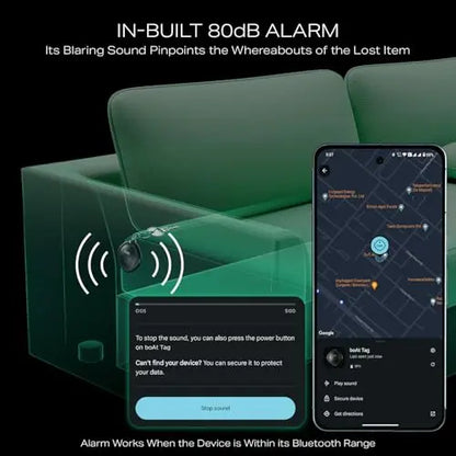 boAt New Launch Tag for Android Devices with Global Item Location Tracking, BT Tracker for Personal Items, Google Find My Device App Support, 80dB Alarm, Additional Battery, 1 Year Battery (Black) - Nalanda Enterprises