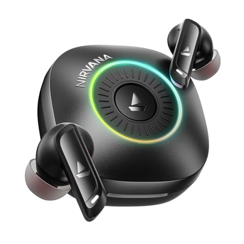 Boat 2026 Launch Nirvana Crown, Sonic ARC, LEDs, Haptic Feedback,50dB Hybrid ANC,Spatial Audio, 6 Mic ENx, App Support, v6.0 Bluetooth Earbuds, TWS Ear Buds Wireless Earphones with mic (Blazing Red) - Nalanda Enterprises