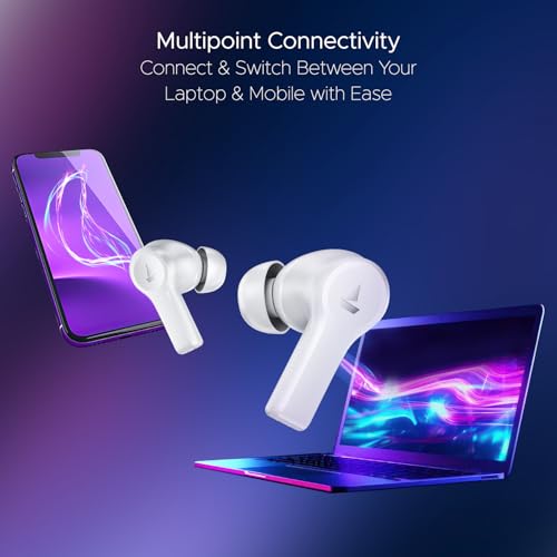boAt Nirvana Lucid w/ 32 dB ANC, Multi-Point Connectivity, in-Ear Detection, 60HRS Playback, Hearables App, 4 Mics ENx, IPX5 Truly Wireless in Ear Earbuds, TWS Ear Buds(Zinc White)|B0DKJLNN79