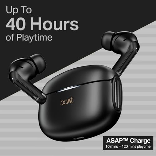 boAt Airdopes 219, 4Mics ENx, 40H Battery, Best in Segment for Calling, Stream Ad Free Music via App Support, Bluetooth Earbuds, TWS Ear Buds Wireless Earphones with mic (Carbon Black)|B0FC2Y3XGV