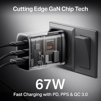 boAt 67W GaN Charger USB Type C, Ultra-Fast Triple Port Fast Charging, Laptop Compatible, Compact & Lightweight, Supports All iPhones, Android Phones, Laptops, Macbooks (Monarch Red)|B0F4XWCQY4