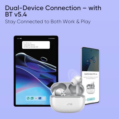 realme Earbuds T110 with Ai Enc for Calls, Upto 38 Hours of Playback and Fast Charging Bluetooth in Ear Headset (Punk Black, True Wireless)|B0D212YMD7