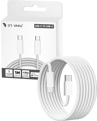 DR VAKU® 1 Meter Nylon Braided Type C to Type C Cable for iPhone 15/15 Plus/15 Pro/15 Pro Max, Samsung Galaxy S24/S23/S22/S21 FE, Macbook, Laptop & Other Android Devices (Pack of 4)|B0D9NZK5SB