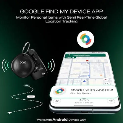 boAt New Launch Tag for Android Devices with Global Item Location Tracking, BT Tracker for Personal Items, Google Find My Device App Support, 80dB Alarm, Additional Battery, 1 Year Battery (Black) - Nalanda Enterprises