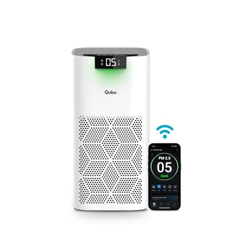 Qubo Smart Air Purifier Q500 for Home by Hero Group | 500 Sqft | 99.99% Allergen Removal |4-Layer True HEPA H13 Filter | 9000 Hrs Filter Life | App & Voice Control | Quiet Night Mode | BLDC Motor|B0CMH9TSVC
