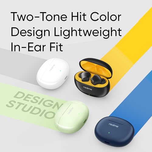 realme Earbuds T110 with Ai Enc for Calls, Upto 38 Hours of Playback and Fast Charging Bluetooth in Ear Headset (Punk Black, True Wireless)|B0D212YMD7