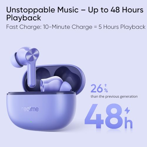 realme Earbuds T110 with Ai Enc for Calls, Upto 38 Hours of Playback and Fast Charging Bluetooth in Ear Headset (Punk Black, True Wireless)|B0D212YMD7