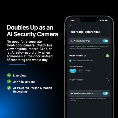 Qubo Instaview New Age Video Doorphone from Hero Group | 3MP Video Doorbell Pro 2K + Wireless Home Tab 1296p Resolution | Instant Phone & Tab Visitor Video Call | 2-Way Talk | Chime|B0D1C285WF