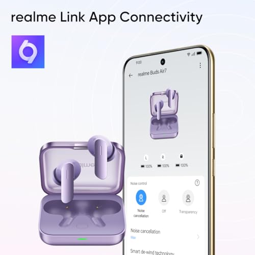 realme Earbuds Air 7 True Wireless,12.4mm Dynamic Bass Drivers,52Hrs Playtime,52dB Hybrid ANC,6 Mic ENC,45ms Low Latency,360° Spatial Audio,Hi-Res LHDC,IP55 Dust & Water Resistant,BT v5.4(SlateGrey)|B0F5GV3Y87