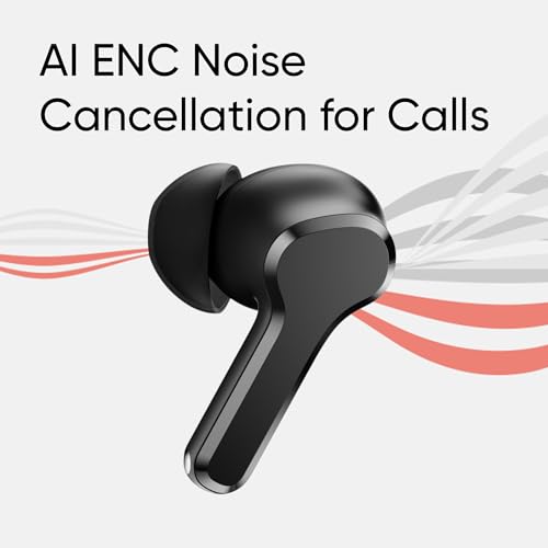 realme Earbuds T110 with Ai Enc for Calls, Upto 38 Hours of Playback and Fast Charging Bluetooth in Ear Headset (Punk Black, True Wireless)|B0D212YMD7