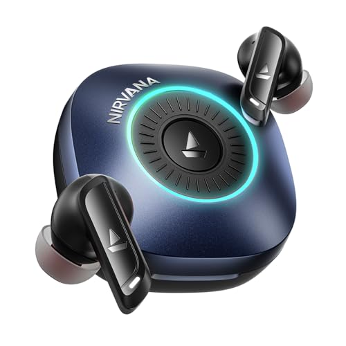 Boat 2026 Launch Nirvana Crown, Sonic ARC, LEDs, Haptic Feedback,50dB Hybrid ANC,Spatial Audio, 6 Mic ENx, App Support, v6.0 Bluetooth Earbuds, TWS Ear Buds Wireless Earphones with mic (Blazing Red)|B0G2S1MZRX