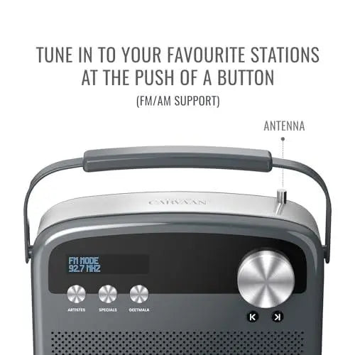 Saregama Carvaan Lite Hindi - Portable Music Player with 3000 Pre-Loaded Evergreen Songs, FM/BT/AUX (Graphite Grey) - Nalanda Enterprises
