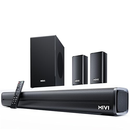 Mivi Fort Nex 450 / Hip-Hop 4000 400 Watts Cinematic Home Theatre [Latest Launch], 5.1 Channel, Multiple EQ & Input Modes, BT v5.3, Remote Accessibility, Made in India Sound bar - Nalanda Enterprises