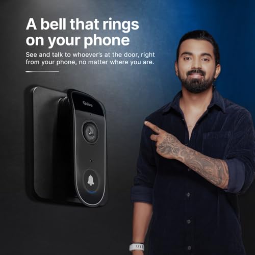 Qubo Smart Wi-Fi Video Doorbell Pro 2K from Hero Group | Instant Phone Visitor Video Call | Intruder Alarm | 3MP 1296P Resolution | 2-Way Talk | NightPulse Vision|B0D1BYW5WZ