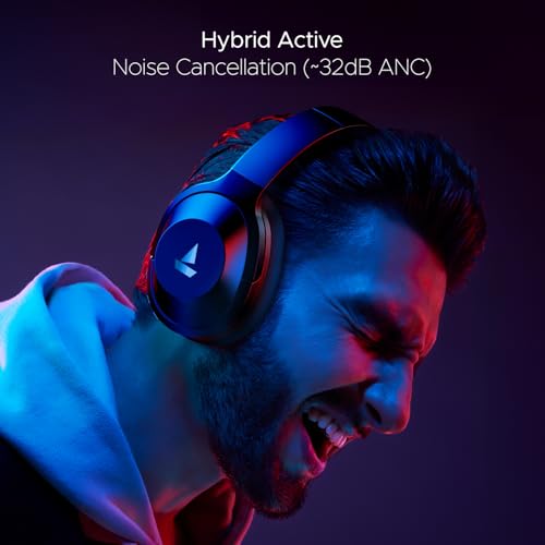 boAt Nirvana 751 ANC,65Hrs Battery,Hybrid (~33dB),Fast Charge,Ambient Sound Mode,Button Controls,Immersive Sound,Carry Pouch,Bluetooth Over Ear Headphones,Wireless Headphone with Mic(Gunmetal Grey)|B09MTRDQB5