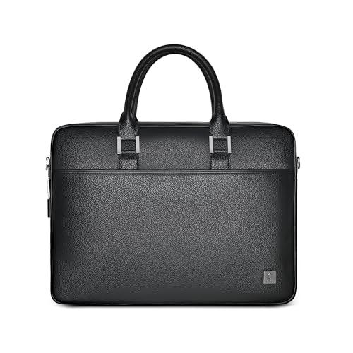 WIWU Waterproof Fingerprint Lock Leather Briefcase, Black - Nalanda Enterprises