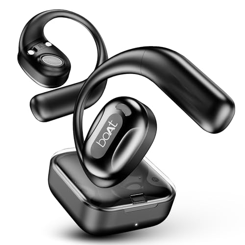 boAt Airdopes Progear Open-Ear Ear Buds for Outdoor Sports W/Air Conduction Tech,in Ear,4 Mics W/Ai-Enx, 100Hrs Playback,15Mm Drivers, Secure Fit,Beast Mode W/ 40Ms Latency, ASAP Charge(Active Black) - Nalanda Enterprises