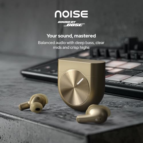 Noise Master Buds 2 with Sound by Bose (2026),51dB Adaptive ANC, Hi-Res LHDC Audio,360° Spatial Audio with Head Tracking, 6-mic ENC, Dual Pairing, Fast Charge & BT v6.1 (Aurum)|B0G2CD21GR