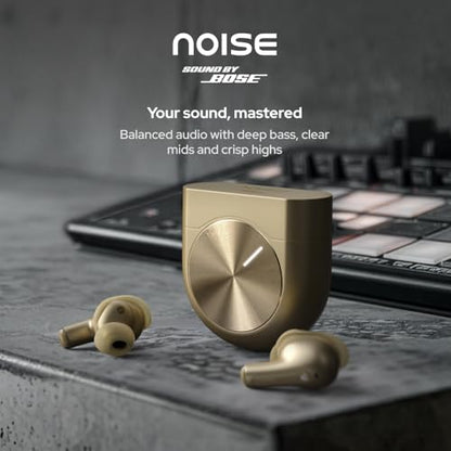 Noise Master Buds 2 with Sound by Bose (2026),51dB Adaptive ANC, Hi-Res LHDC Audio,360° Spatial Audio with Head Tracking, 6-mic ENC, Dual Pairing, Fast Charge & BT v6.1 (Aurum)|B0G2CD21GR