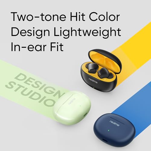 realme Earbuds T110 with Ai Enc for Calls, Upto 38 Hours of Playback and Fast Charging Bluetooth in Ear Headset (Punk Black, True Wireless)|B0D212YMD7