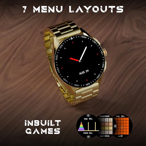 Fire-Boltt Invincible Plus 1.43" AMOLED Display Smartwatch with Bluetooth Calling, TWS Connection, 300+ Sports Modes, 110 in-Built Watch Faces, 4GB Storage & AI Voice Assistant (Gold SS)|B0C8D3T1D7