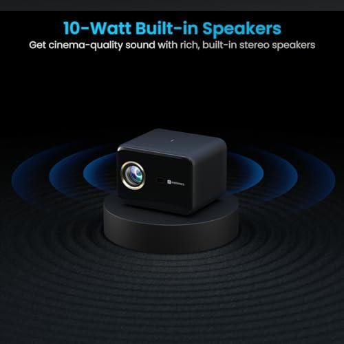 Portronics Beem 460 Smart LED Projector with 1080p Full HD, 4000 Lumens, Streaming Apps (Netflix, Prime Video, Hotstar), Automatic Focus, Auto Keystoning, Bluetooth, Wi-fi, 10W Speakers (Black) - Nalanda Enterprises