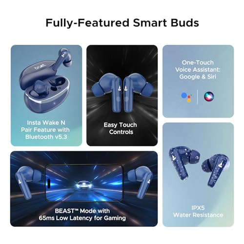 boAt Airdopes 131 Elite ANC, 32dB Active Noise Cancellation, 60HRS Battery, Ambient Mode, 4Mics ENx, Fast Charge, IPX5, v5.3 Bluetooth Earbuds, TWS Ear Buds Wireless Earphones with mic (Active Black)|B0DVZDYJQ1