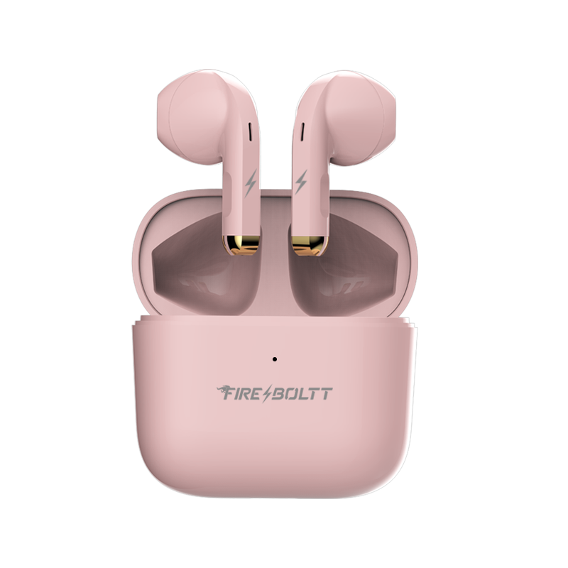 Pink Fire-Boltt true wireless earbuds in charging case, Nalanda Enterprises corporate gifting