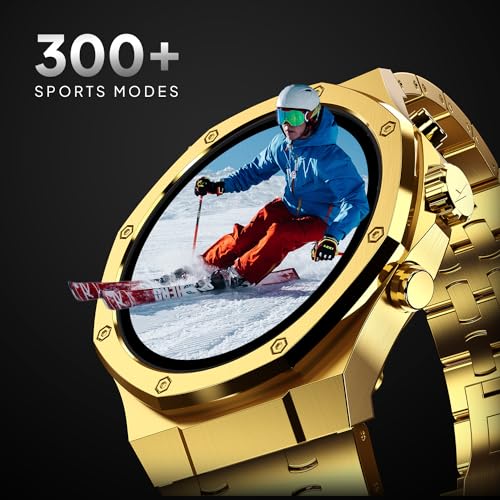 Fire-Boltt Royale Luxury Stainless Steel Smart Watch 36.32mm (1.43 inch) AMOLED Display, Always On, 750 NITS Peak Brightness 466 * 466 px Resolution. Bluetooth Calling, IP67, 75Hz Refresh Rate (Gold)|B0CH8N4XH2
